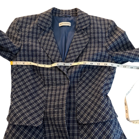 AUTHENTIC FLAWLESS Altuzarra Fenice blue gingham Seersucker Blazer Size 34 - Picture 5 of 16